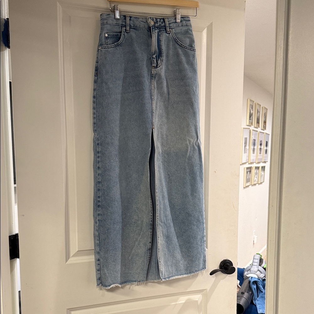Pilcro Women's Blue Denim Maxi Skirt